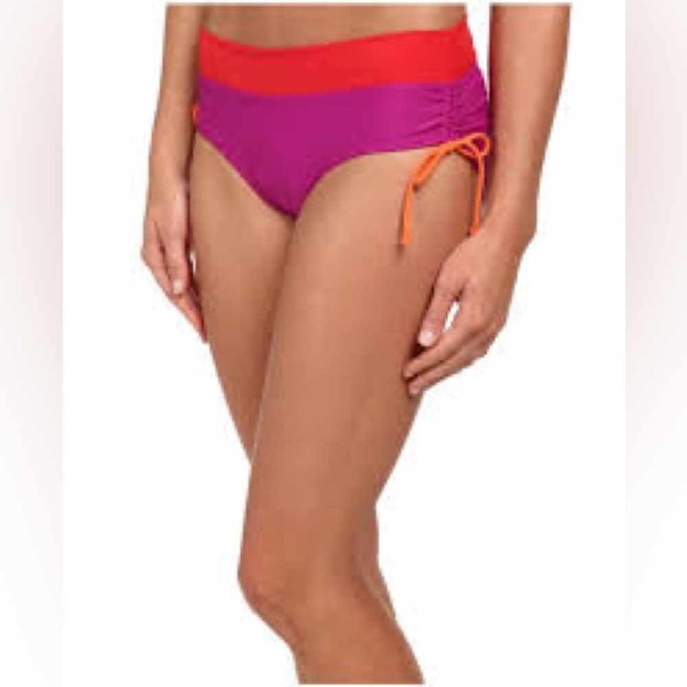 PRANA AILANI BIKINI SWIM BOTTOMS RUCHED TUNNEL SIDE FUCHSIA PURPLE S